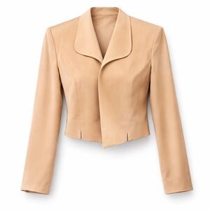 Ann May 100% Woven Silk Cropped Blazer – Cream (Size M)